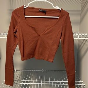 NWOT * ASOS Brown Waffle Knit Long Sleeve Tee Size 4